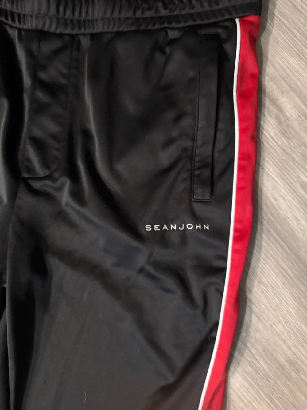 Sean John Colorblock Tracksuit Black Red White L 2 Piece Polyester Jacket Pants
